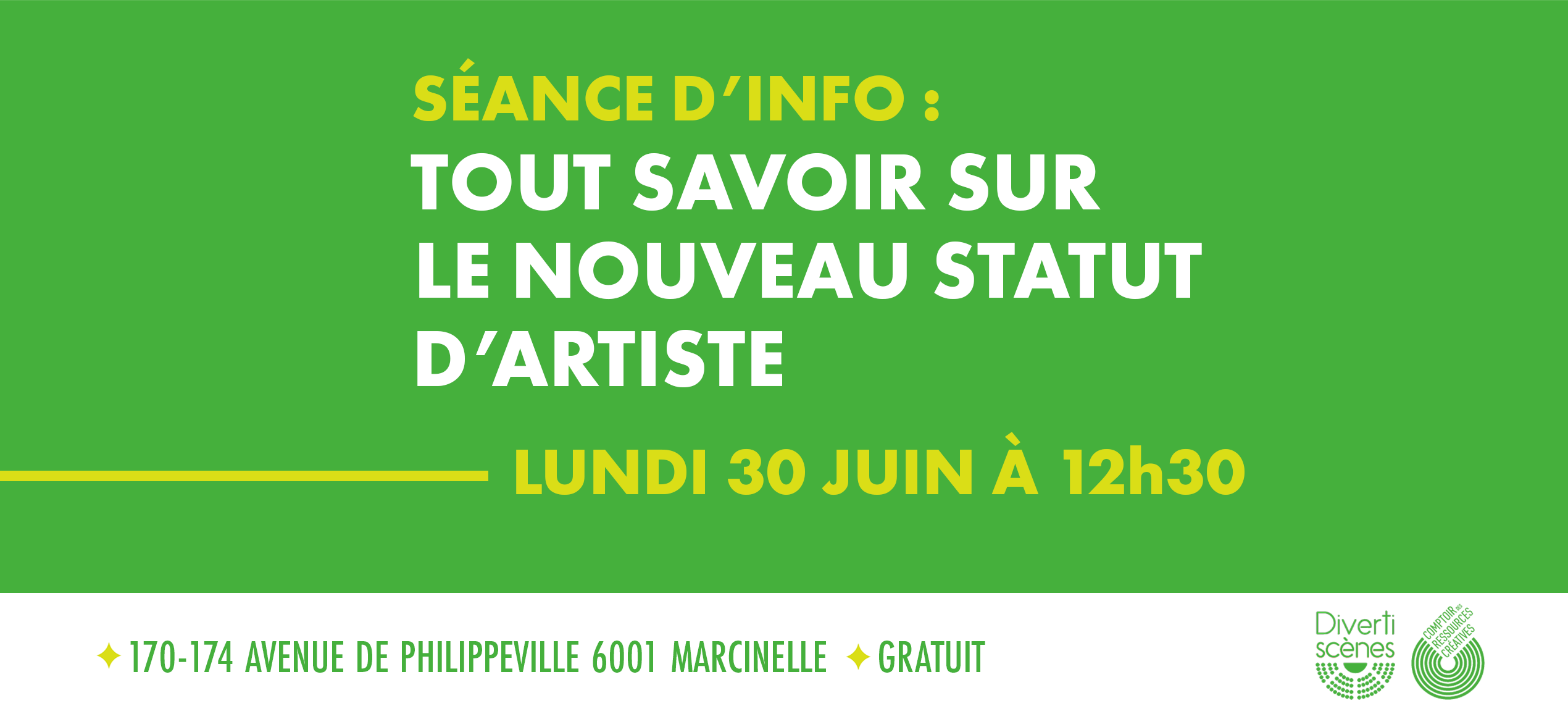 LU 30 JUIN à 12h30 - Séance d'info : TOUT SAVOIR SUR LE NOUVEAU STATUT du TRAVAIL DES ARTS